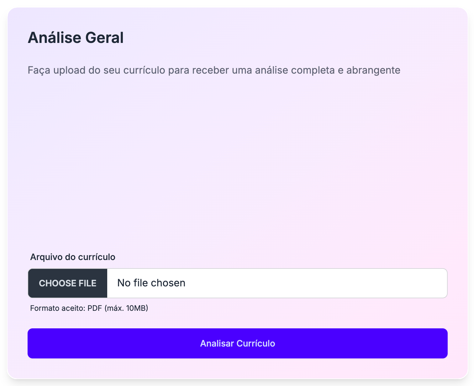 Análise Geral de Currículo - AvalieMeuCurriculo